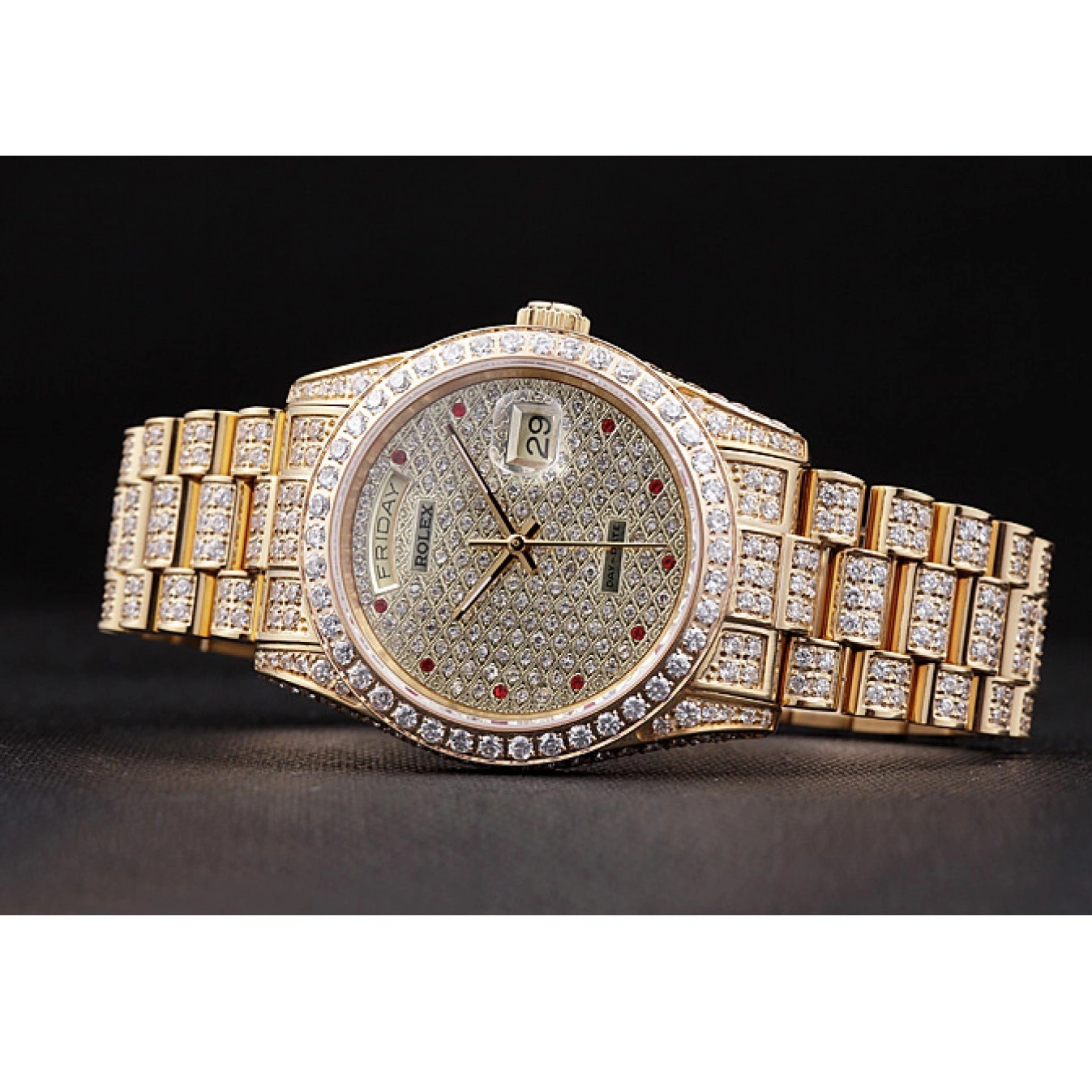 Best AAA Replica Sites Gold-srl185 Swiss Diamonds 621615 Yellow Rolex Day-Date 0514